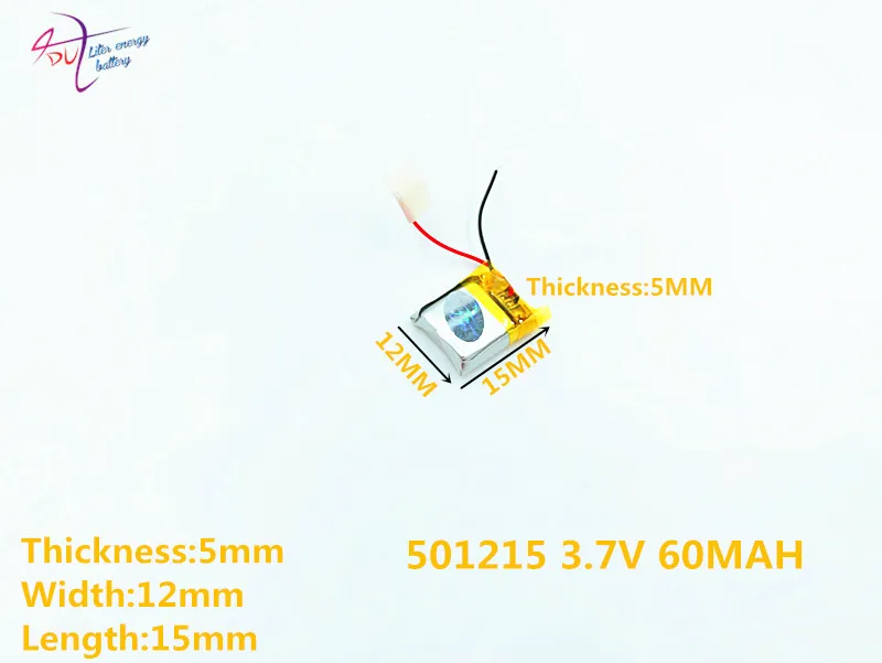 3,7 V 60mAh 501215 501015 литий-полимерная LiPo аккумуляторная батарея для Mp3 Mp4 PAD DVD наушников bluetooth