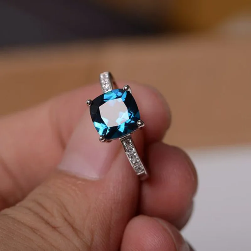 Ring C136 Модный большой голубой камень, кольцо, очаровательное ювелирное изделие для женщин, CZ обручальные кольца, кольцо для помолвки, Женские аксессуары, подарки Z4K146 - Цвет основного камня: Ring C136