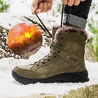 Уличная обувь для треккинга, Мужская водонепроницаемая походная обувь из натуральной кожи с мехом, зимние теплые мужские армейские тактические боевые военные ботинки для снега