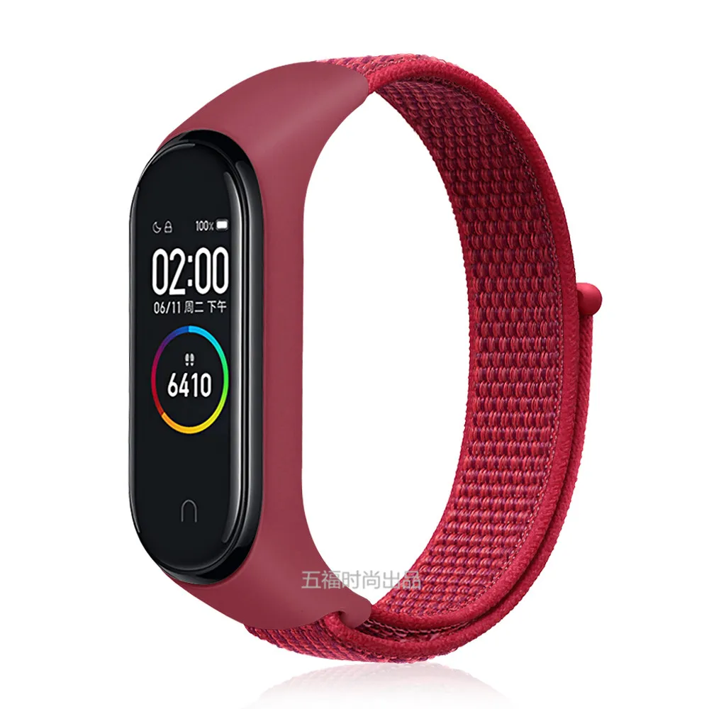 red Регулируемый ремешок для браслета, дышащая Спортивная петля для Xiaomi mi Band 4 3, браслет с рамкой, сменный Браслет mi band 3 4, аксессуары - Цвет ремешка: red