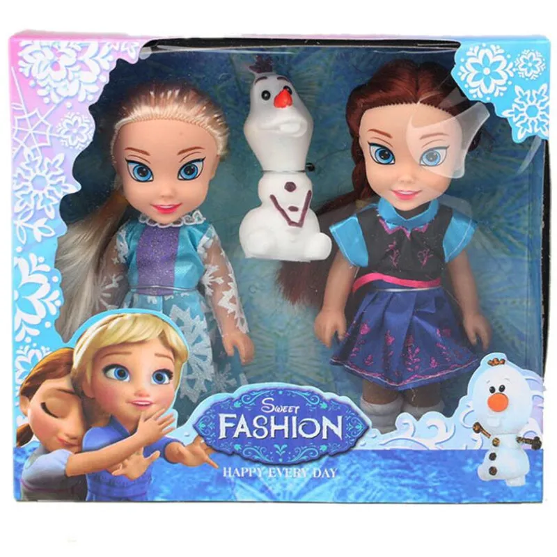 Elsa Anna 17cm Новые игрушки 31 см, кукла принцессы Анны и Эльзы для девочек, 12 подвижных суставов, подарки на день рождения, милый подарочный набор для девочек Pelucia Boneca Juguetes Titto - Цвет: Elsa Anna 17cm
