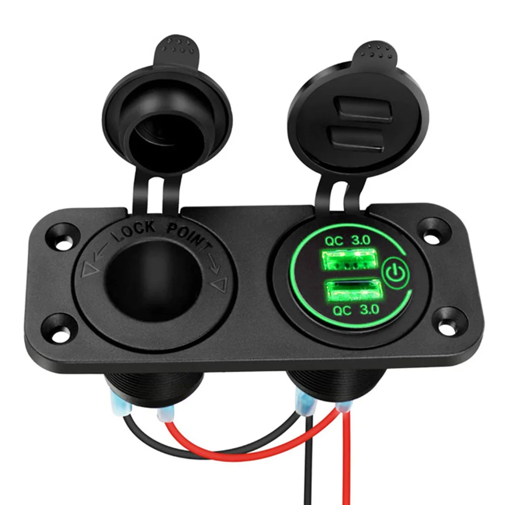 Двойное зарядное устройство USB QC 3 0 гнездо прикуривателя панель для автомобиля