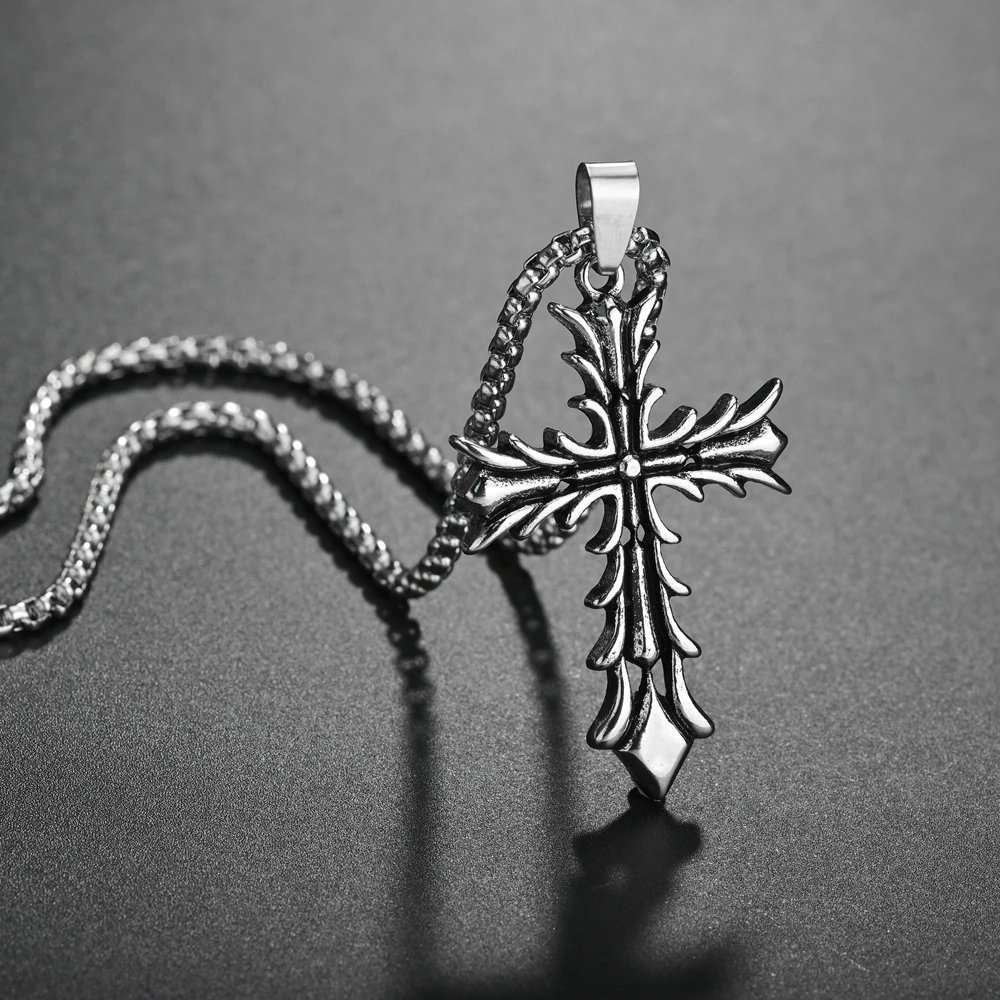 Модное ожерелье с крыльями стрелы синий камень антикварный крест подвеска для