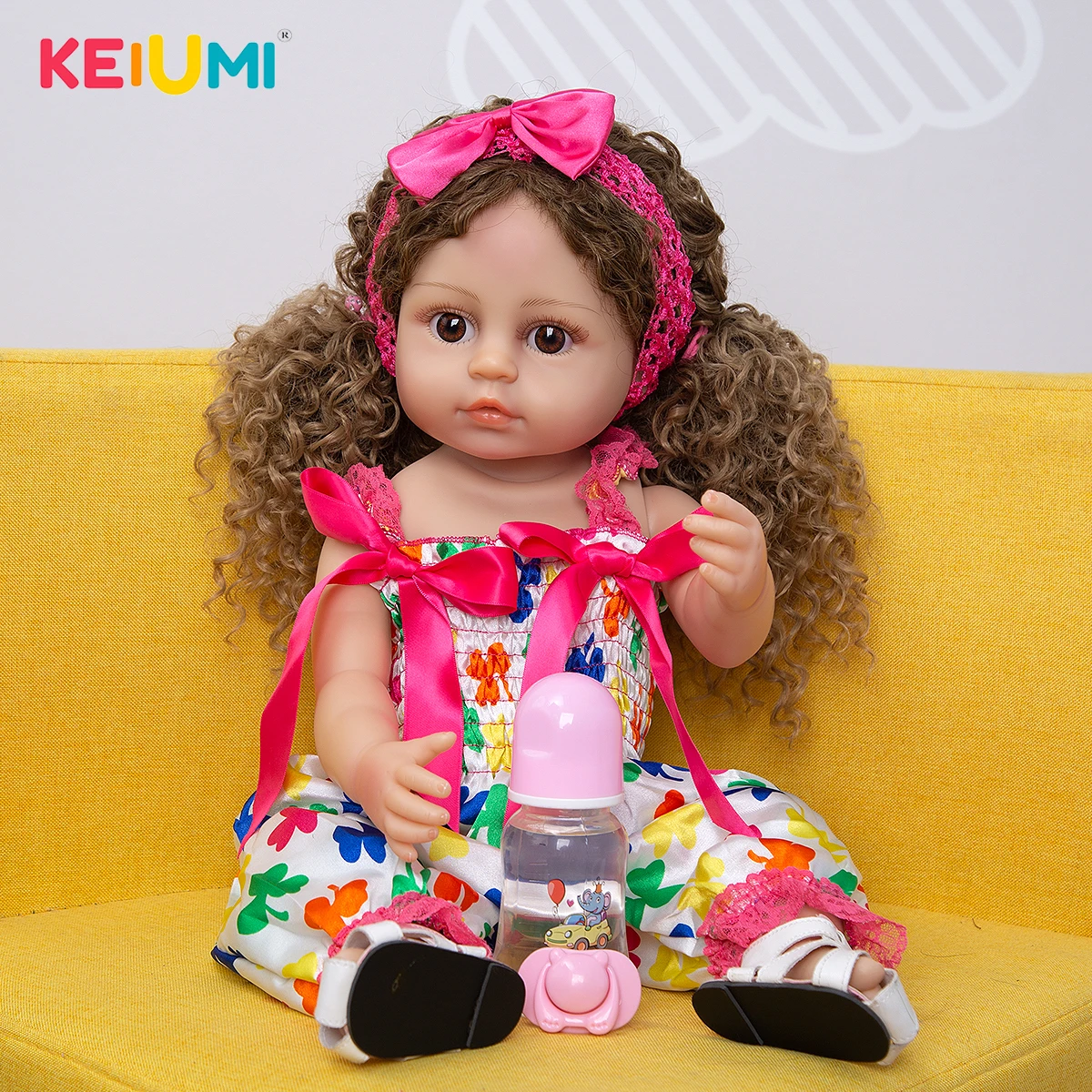 

KEIUMI, красивые кудри для малышей, 22-дюймовые полностью силиконовые виниловые куклы для новорожденных, куклы для маленьких девочек, игрушки д...