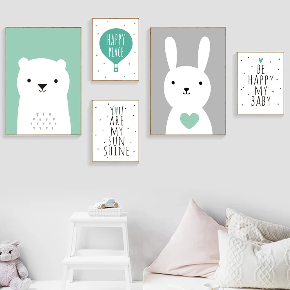 Постер в скандинавском стиле детская комната постеры и принты медведя кролика