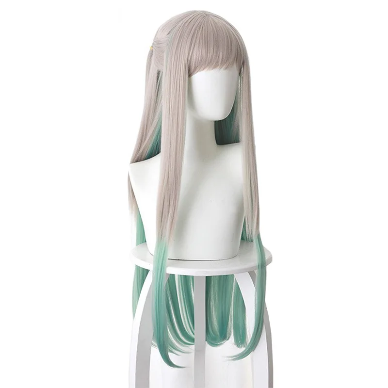 

Ground-bound Teenager Hanako-kun Yaxun Ningning Silver Gray Gradient Green Long Hair Cos Wig