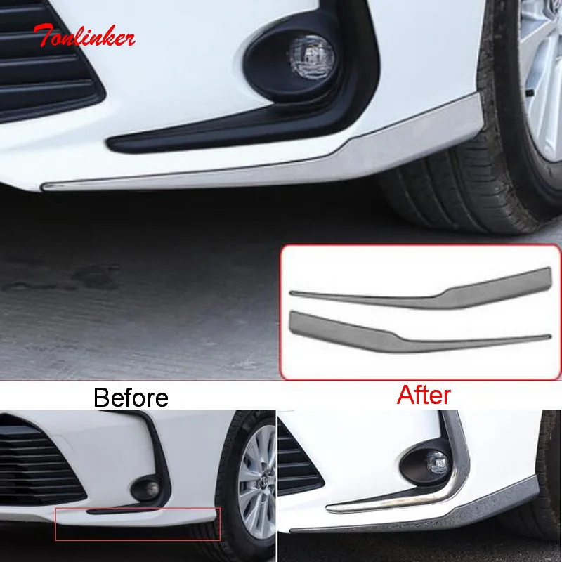 Tonlinker Exterior Front/Rear Bumper Corner Sticker For Toyota Corolla 2019-20 Car styling 2 PCS Stainless steel Cover Stickers
