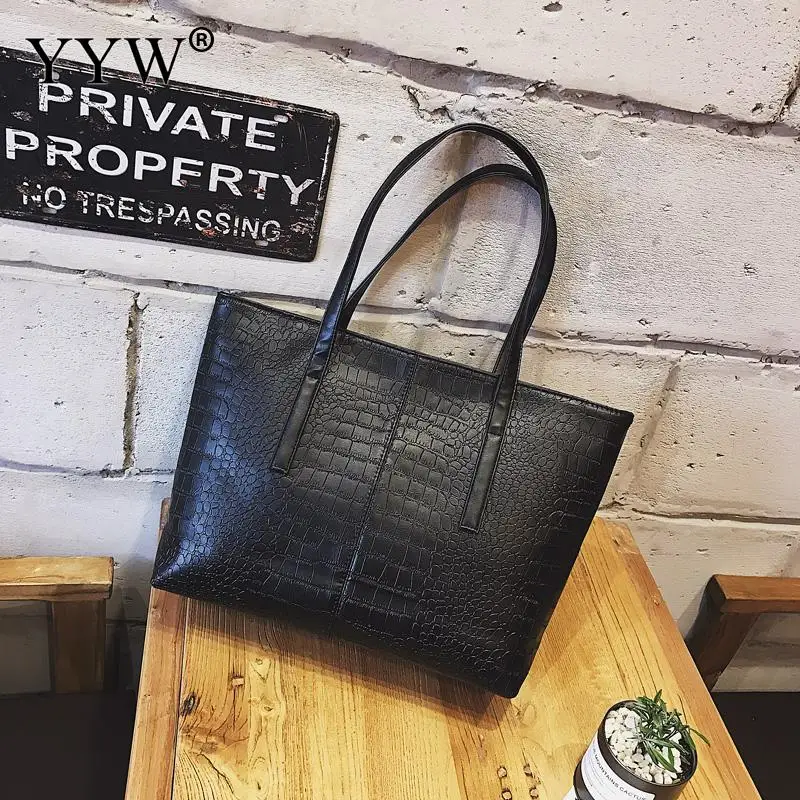 

Luxury Women'S Bag 2020 New Large Capacity Tote Bag Designer Letter Handbag Soft Pu Leather Shoulder Bag Black Main Women Bag