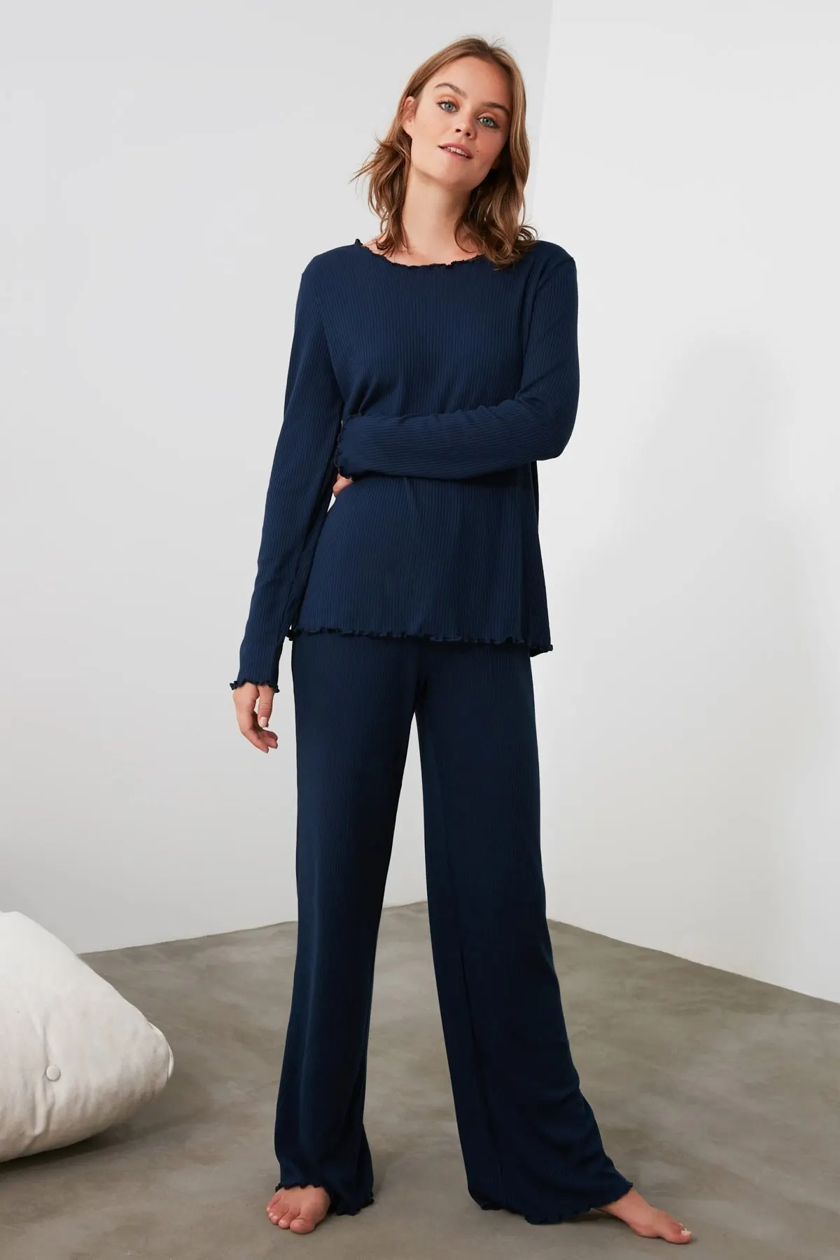 

Для женщин Темно-синие Майка трикотажная пижама комплект