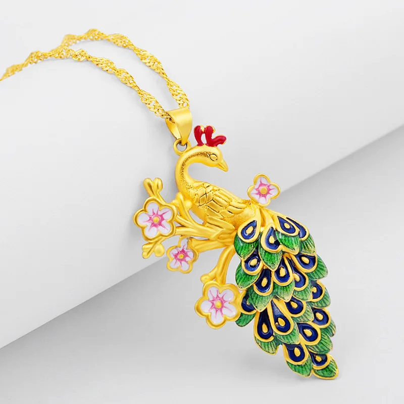 Enamel Colorful Peacock Pendant Yellow Gold Filled Beautiful Womens Chain Gift | Украшения и аксессуары