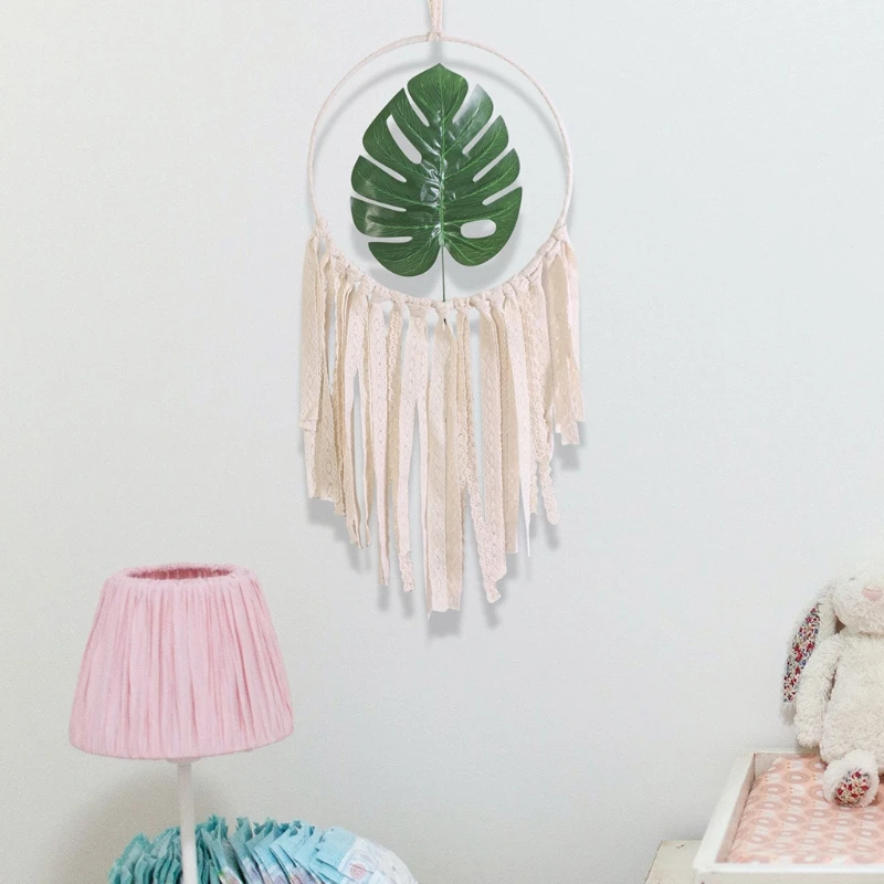 

Turtle Leaf Round Dream Catcher with Long Tassel Woven Wall Hanging Decor Handmade Antique Exquisite Bedroom Living Room Wall