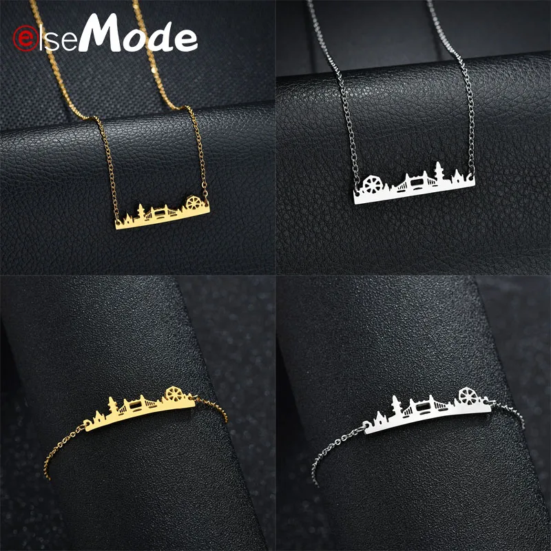 Женский и мужской браслет ELSEMODE кулон из нержавеющей стали в стиле Тауэрский мост