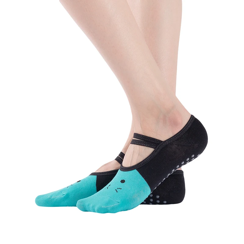 Bandage Yoga Socks for Women Anti-Slip Floor Quick-Dry Backless Pilates Ballet Cat Print Sportswear Accessories | Спорт и