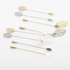 Плоская медная булавка с жемчужиной для украшений сделай сам, круглые пустое основание 76 мм, 10 шт.лот, комплектующие для ювелирных изделий