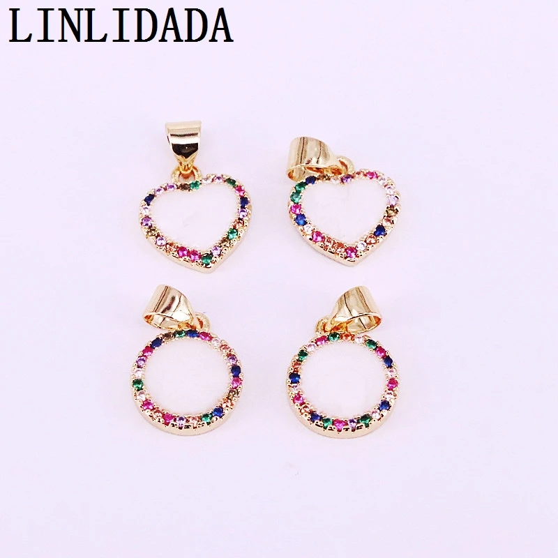 10 шт. модные радужные CZ циркониевые микро выложенные круглые/сердца/бабочки