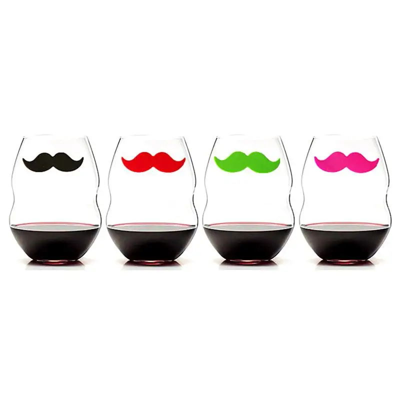 6 Pcs Silicone Red Wine Glass Marker Drink Creative Moustache Shape Identification (Mixed) | Дом и сад