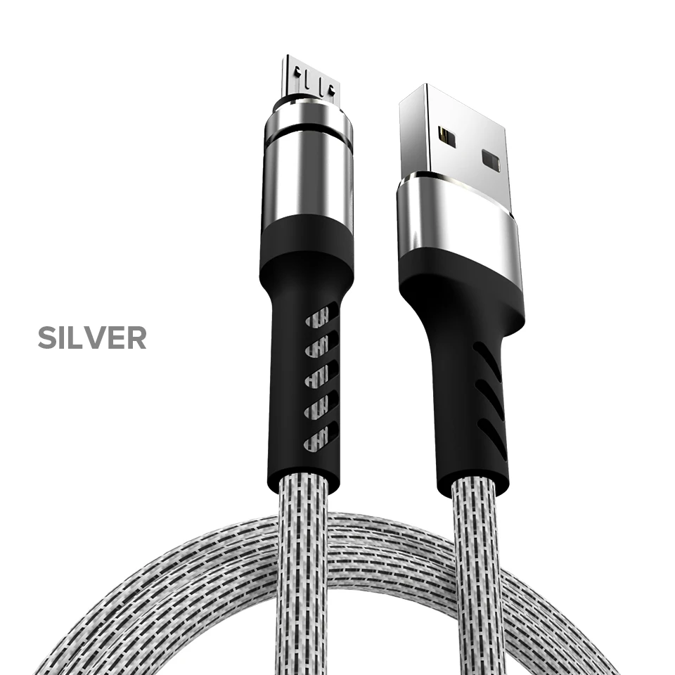 Silver Venroii 1 м Micro USB кабель синхронизации данных телефон зарядное устройство шнур для samsung S7 J5 huawei Honor 8X 9i Xiaomi Redmi Note 4 5 зарядный провод - Цвет: Silver