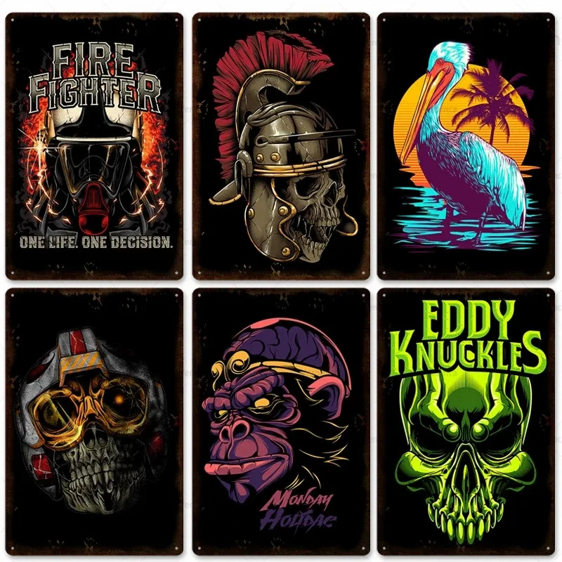 Металлический жестяной знак с черепом из аниме-фильма художественная живопись