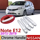 Хромированная крышка ручки двери для Nissan Note E12 Versa Note 2013  2019, автомобильные аксессуары, Набор наклеек для отделки 2014 2015 2016 2017 2018