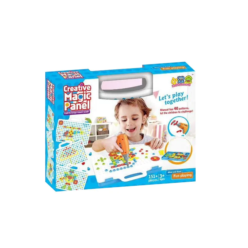 

Kids 3D Toys Educational DIY Electric Drill Creative Magic Panel Building Block Model Set Game Children's Intellectual Toy Tools