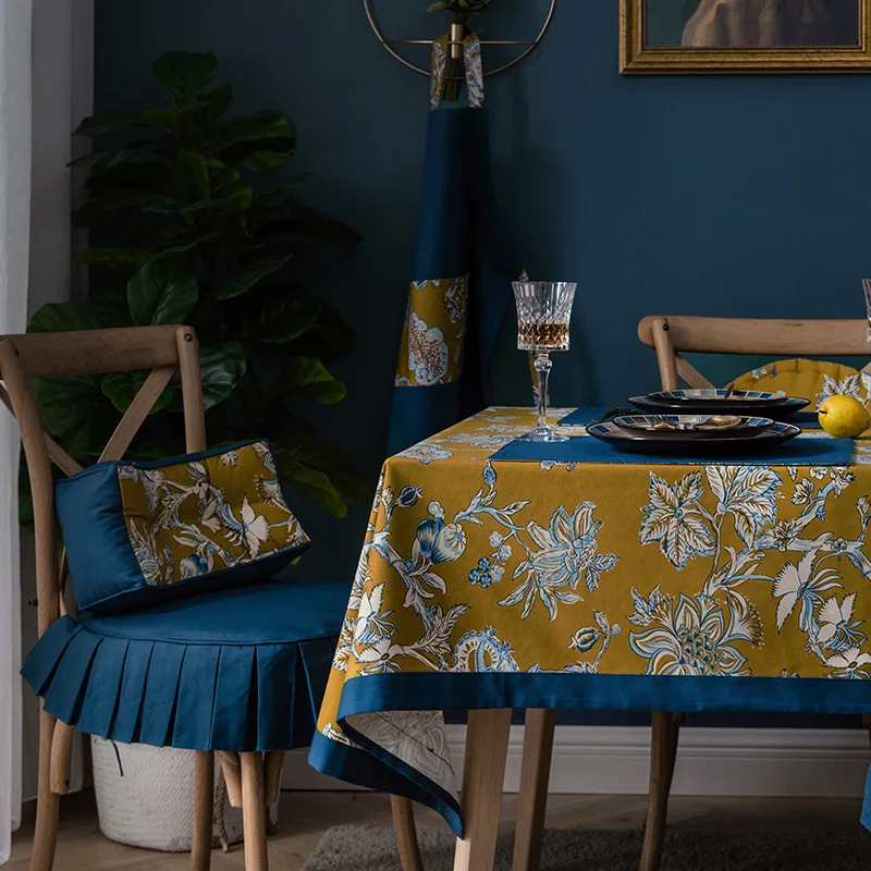 

Cotton Tablecloth Rectangular Wedding Decorative Dishes Table Cover Cloth Stain Track On The Table Decor for Home and Kitchen