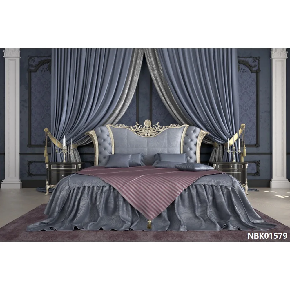 Laeacco Boudoir роскошная кровать люстра девушка Дамасская Стена Фото фоны индивидуальные фотографические фоны для фотостудии - Цвет: NBK01579