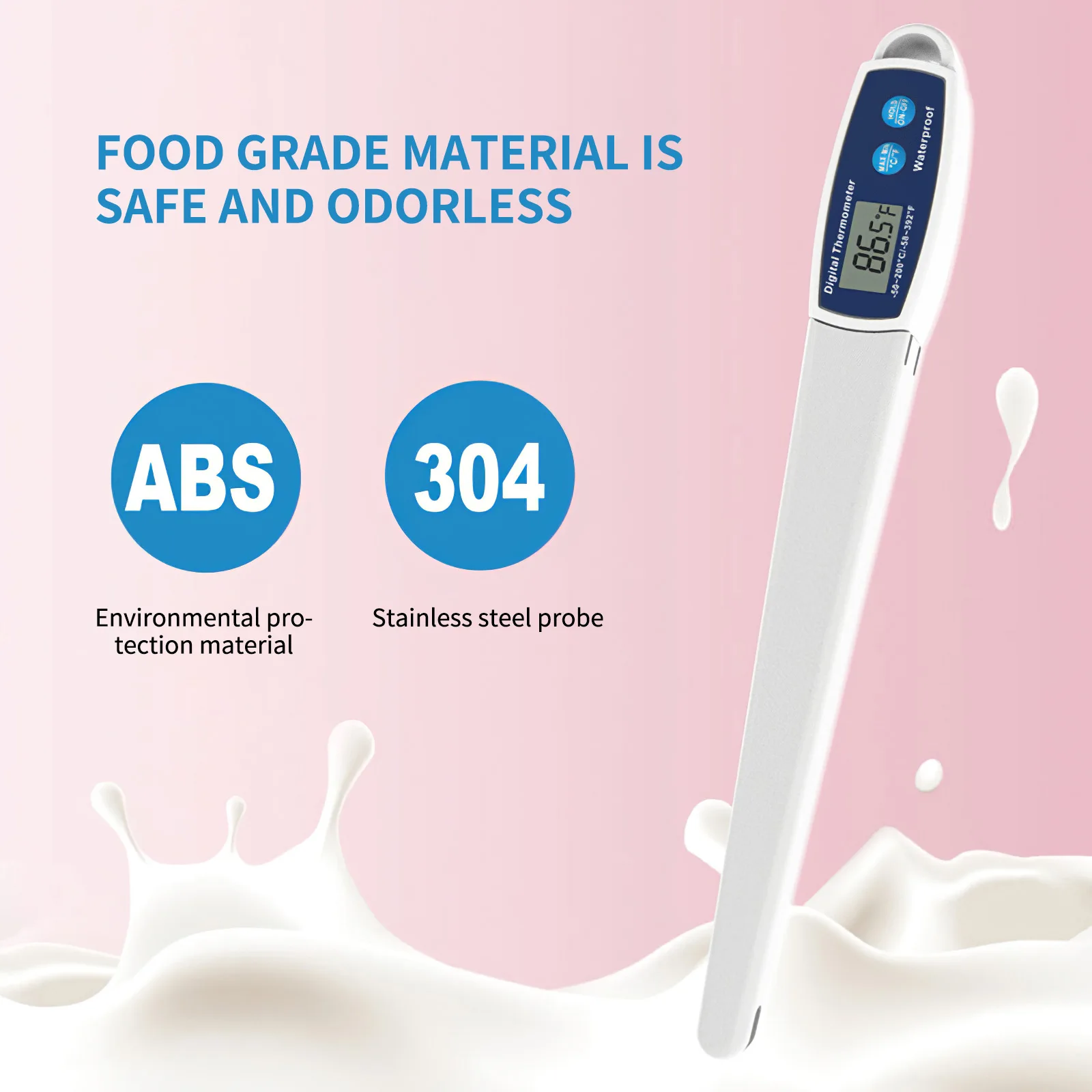 

BBQ Thermometer Food Digital Display Probe Electronic Test Gauge Kitchen Tool Waterproof Grill Stainless Steel Baking Oil Milk