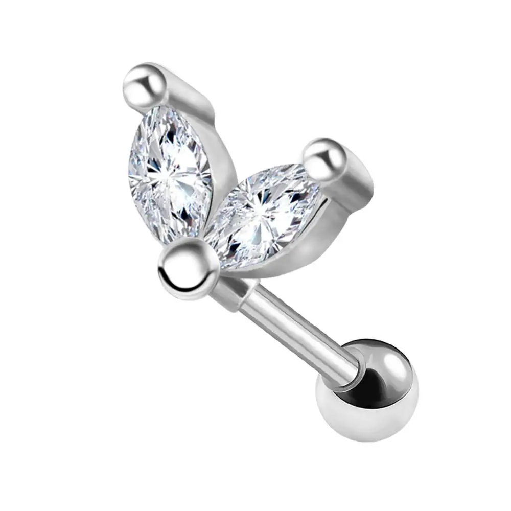 Женские серьги гвоздики для пирсинга тела в стиле панк с фианитом 16 г|Украшения