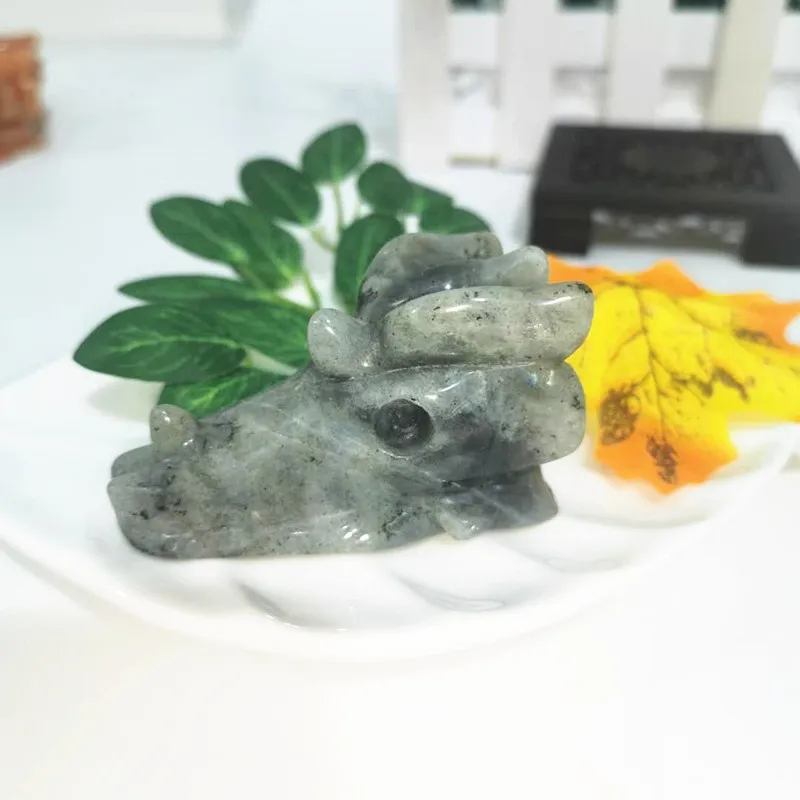 Высококачественный 2 5 дюймовый натуральный лабрадорит голова дракона резной