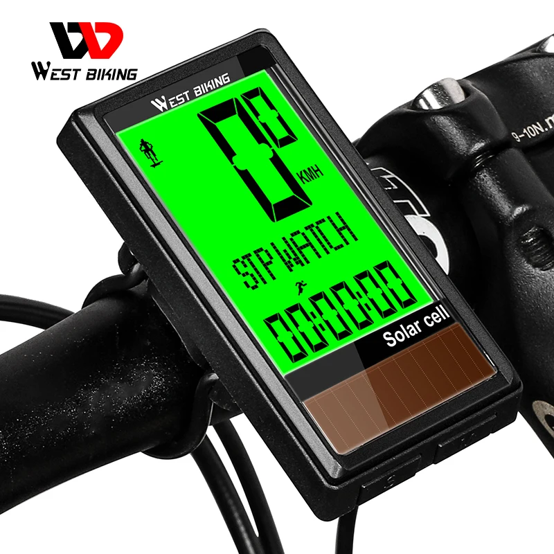

WEST BIKING Bike Computer Wireless Solar Energy Cycling Odometer Speedometer Multifunction Bicycle Stopwatch With 5 Languages