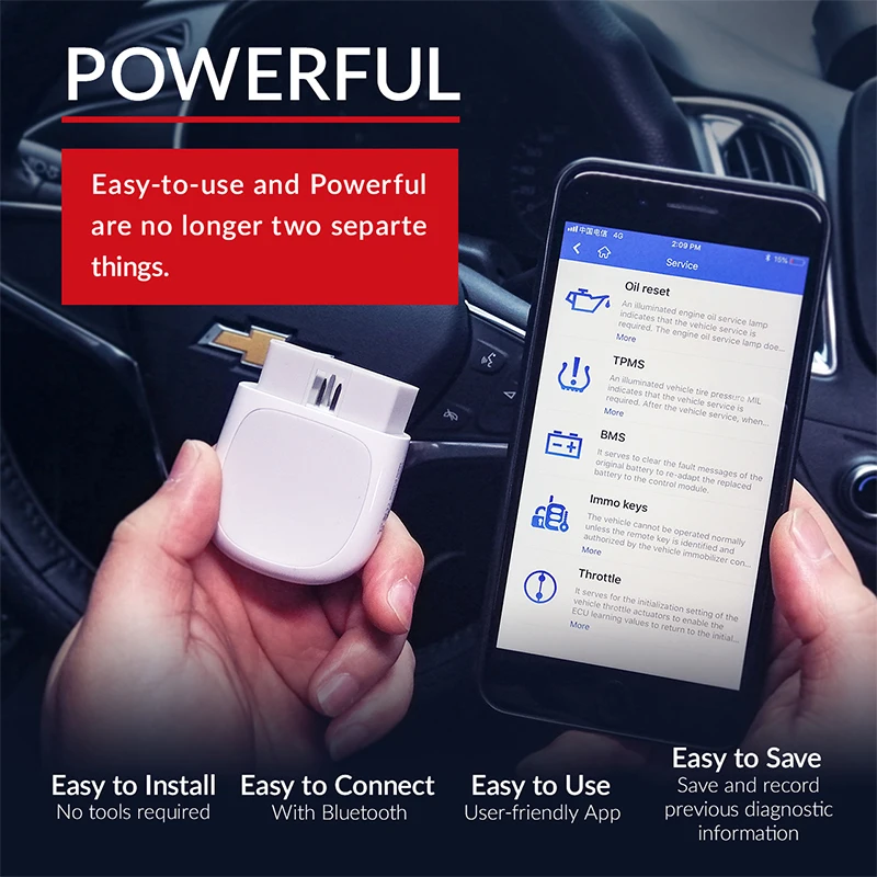 

Сканер диагностики неисправностей автомобиля Autel AP200, Bluetooth, OBD2