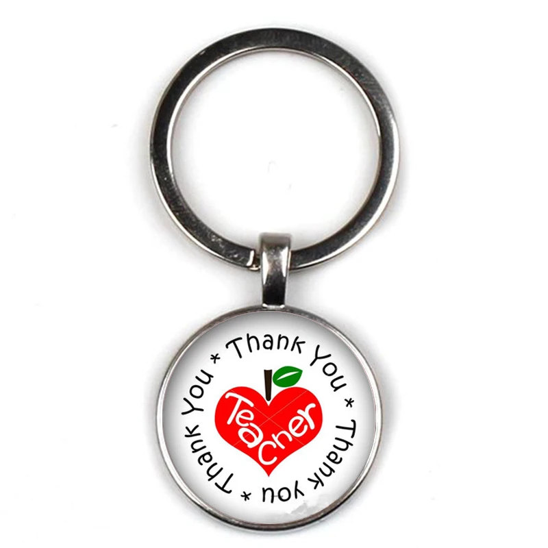 Новый подарок на День учителя 2020 года - брелок украшение "Спасибо, учитель" с милым узором, стеклянное круглое кольцо на сумочку.