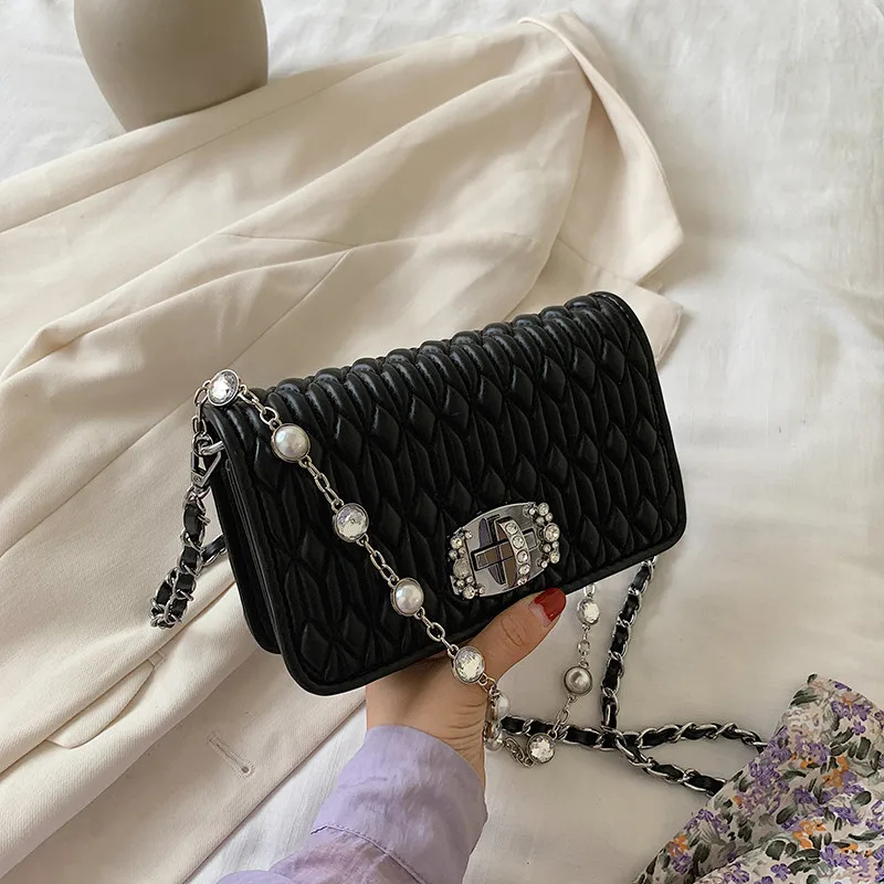 

Elegant Female Square Crossbody bag 2021 New High-quality PU Leather Women's Handbag Diamond Lock Chain Shoulder Messenger Bag