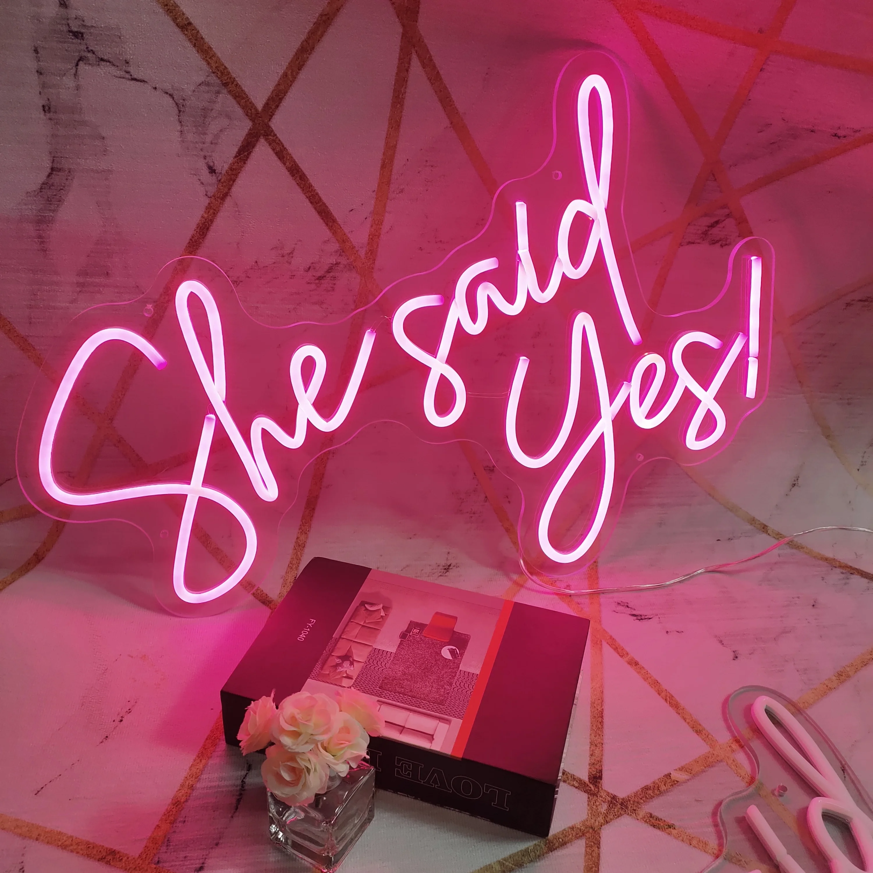 She Said Yes Neon Sign Flex Led Neon Light Sign Led Logo Custom Neon Sign Bride Party Marriage Proposal Engagement