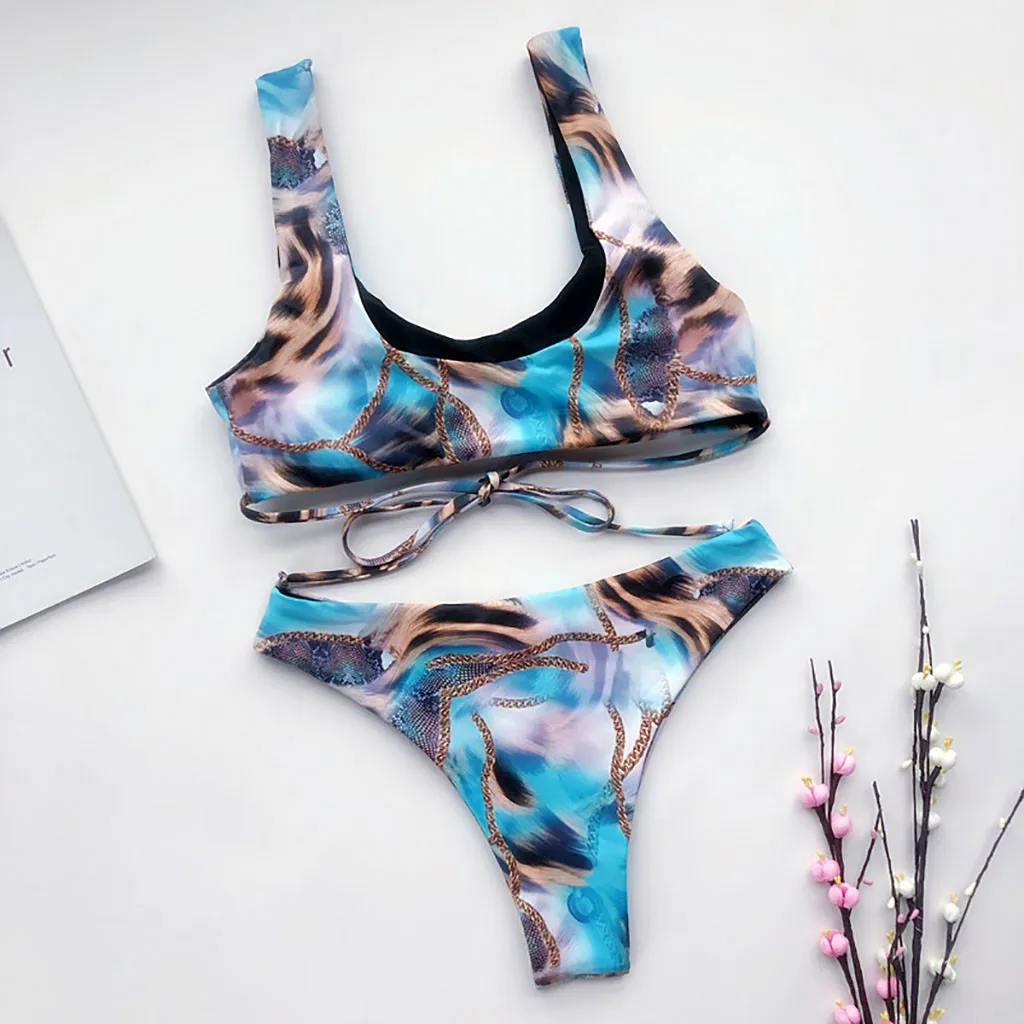 Kancoold женский купальник бикини с принтом комплект из двух частей бюстгальтер