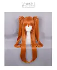 Парик для косплея аниме Asuka Langley Soryu, термостойкий синтетический длинный оранжевый, с шапочкой и 2 клипсами для конского хвоста, из ЭВА