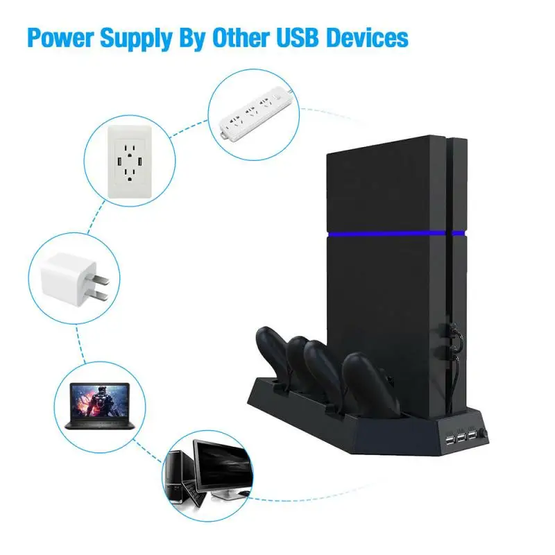 Вертикальная подставка для PS4 с охлаждающим вентилятором кулер зарядное