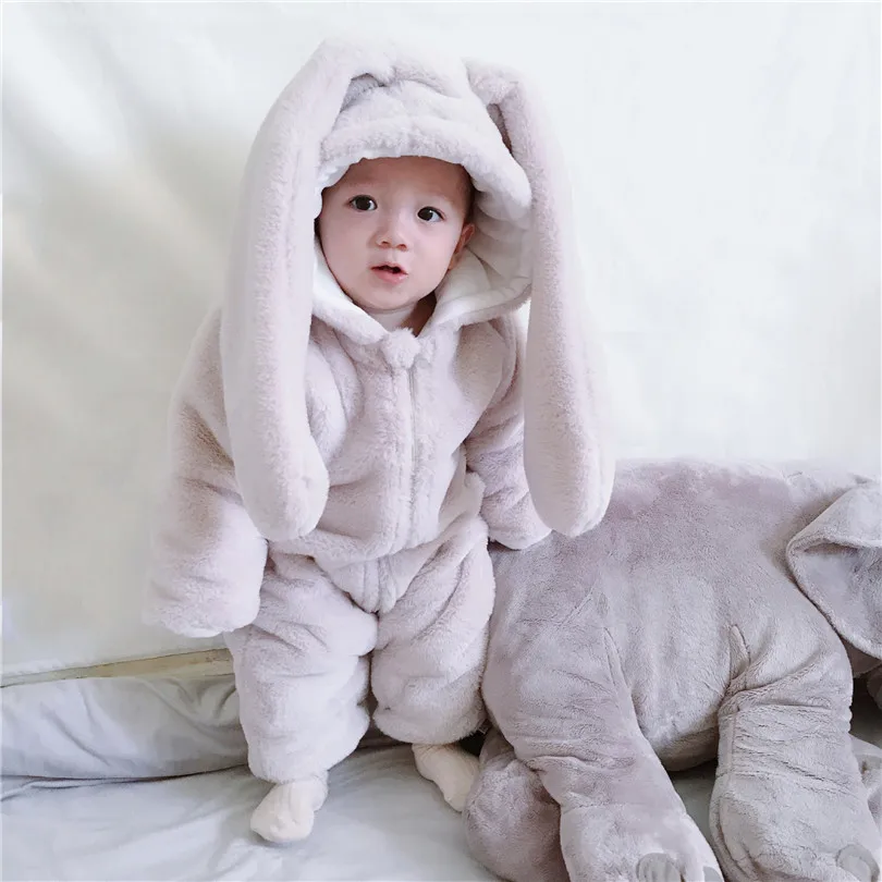 Зимний Детский комбинезон с кроликом для новорожденных костюм из искусственного