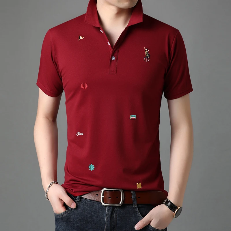 

2021 Polo Shirt Men New Summer Brand Turn Down Collar Top Quality Designer Short Sleeve Casual Tops Fashions Man Clothing