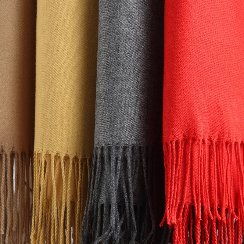 

2020 luxury brand soild cashmere women scarf winter warm shawl and wraps hijab store long female foulard head scarves