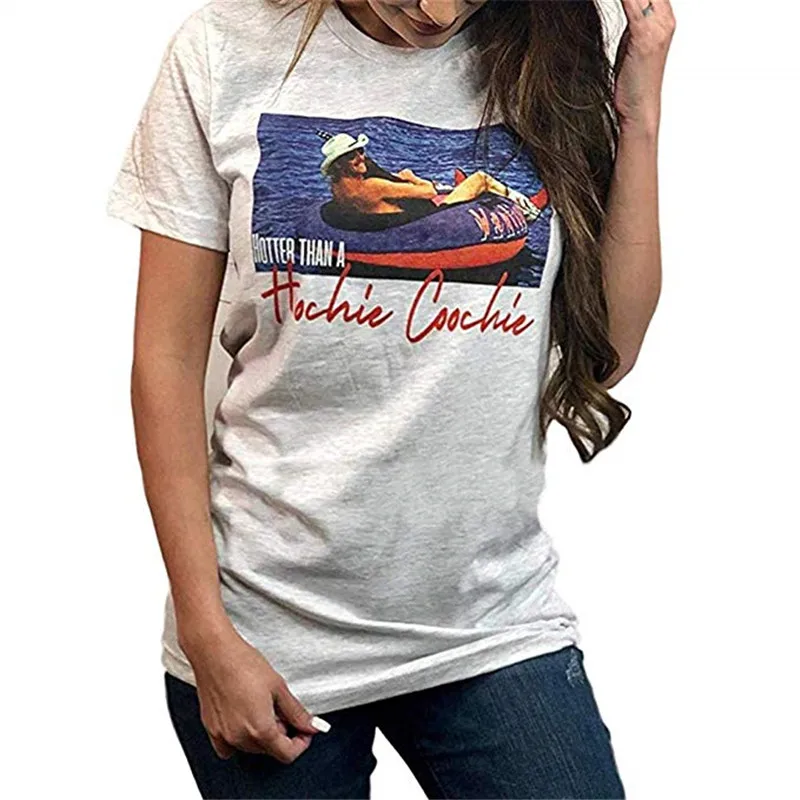 Женская Винтажная Футболка Hotter Than a Hoochie Coochie Повседневная футболка с круглым
