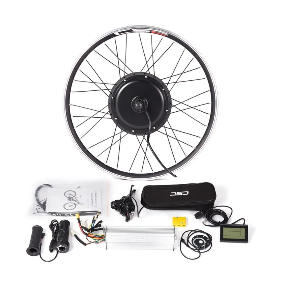 36V 250W MTB E-bike Conversion Kit with Brushless Hub Motor LCD3 Display+36V 10Ah Lithium Battery+Double Layer Luggage Rack