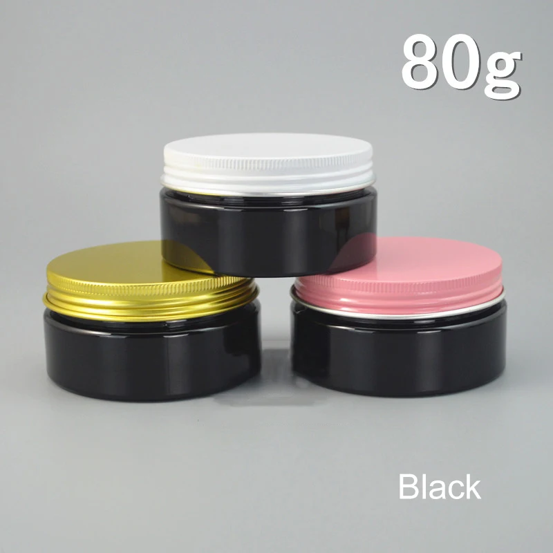 

Black 80g Plastic Jar Empty Cosmetic Container Refillable Cream Lotion Candy Spice Coffee Packaging Bottle Travel Free Shipping