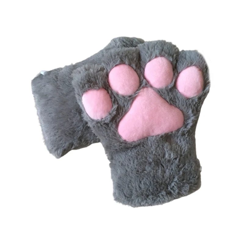 

Women Kids Winter Warm Full Finger Gloves Cute Cartoon Cat Paw Thicken Fuzzy Plush Mittens Anime Lolita Cosplay Costume