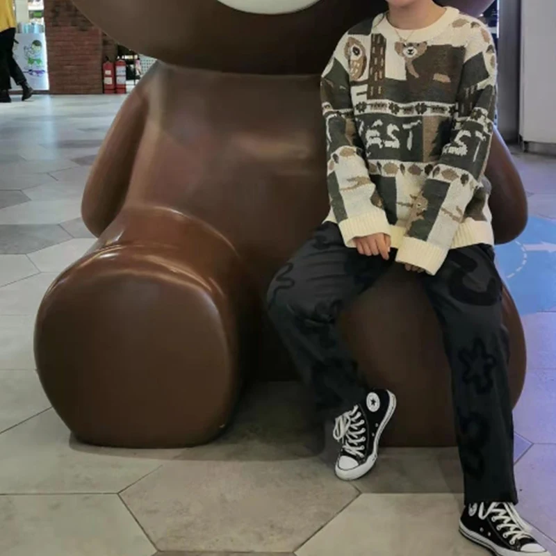 Свитер Мужской трикотажный в стиле хип-хоп с круглым вырезом | Мужская одежда