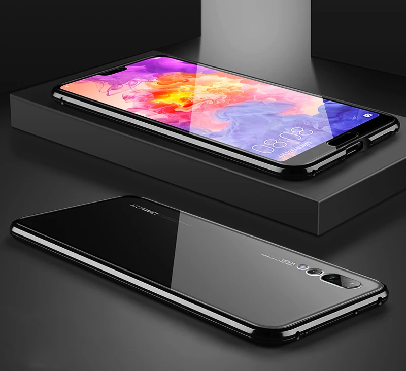 Black Роскошный магнитный металлический бампер на весь корпус, чехол для huawei P20 Pro чехол 360 прозрачный стеклянный чехол huawei P20Pro чехол P 20 - Цвет: Black
