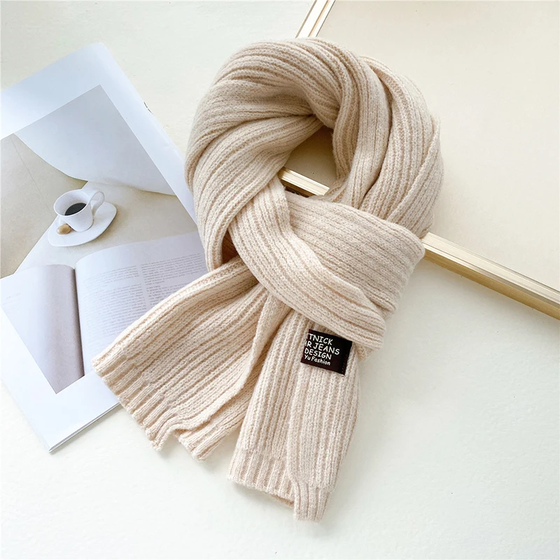 

Winter Women Korean Solid Thicken Soft Sweet Ins Knitted Scarves Warm All-match Student Scarf Black Blue Foulard Femme New