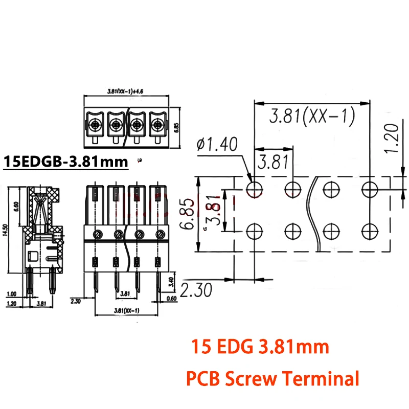 5/10 пар 15 EDG 3 81 мм KF2EDG PCB винтовая Клеммная колодка штырьковый прямой игольчатый