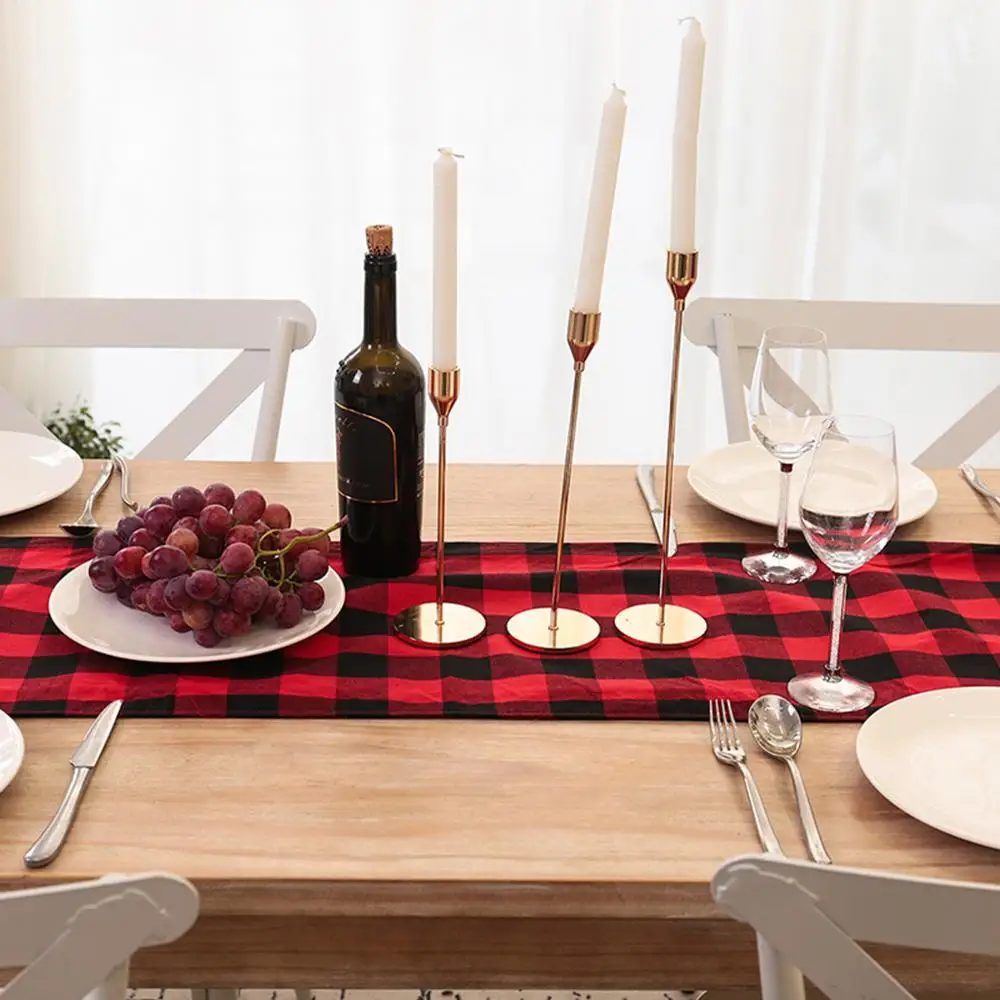 Рождественская скатерть в клетку тканевый коврик с рисунком Женский