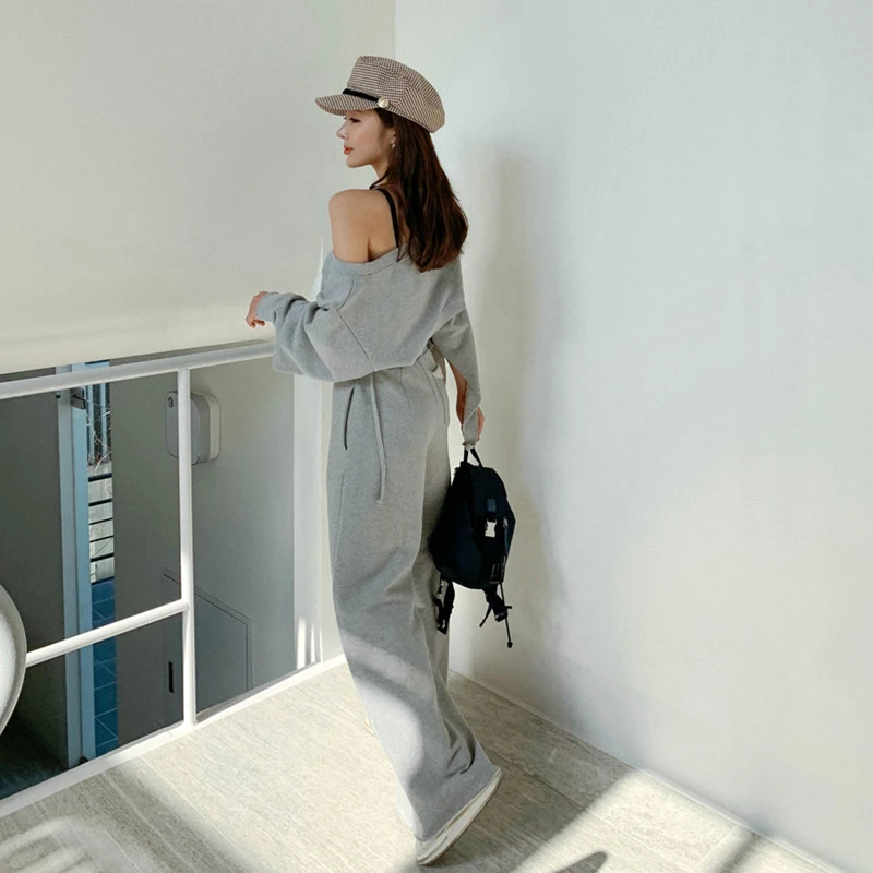 GALCAUR комплект из двух предметов для женщин с открытыми плечами длинным рукавом на